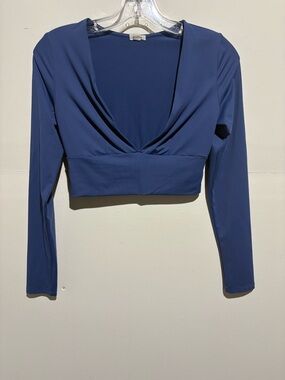 Garage Indigo Blue Long Sleeve Cropped  Top Size Small